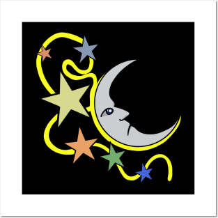 Stars and a Moon Posters and Art